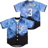 ILLENIUM Blue Black EDM Concert Site Personalized Streetwear Harajuku Thin button Baseball uniform M