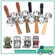 Espresso Coffee Machine Naked Portafilter Stainless Steel Wood Handle Bottomless 51mm 54mm 58mm