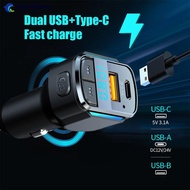 NOBELJIAOO Bluetooth 5.0 Car Charger Fast Charging USB Type C Car Phone Charger FM Transmitter Hands