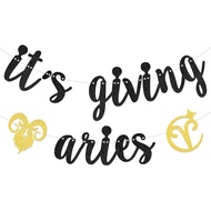 Ia Memberikan Banner Aries Hiasan Pesta Hari Lahir Aries Hiasan Tenaga Aries Besar Berkilauan Hitam