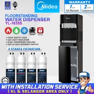 [FREE INSTALL] MIDEA Floorstanding Water Dispenser Hot Normal Cold 1635S - 4 Stages Filter Halal Cer