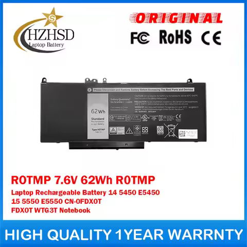 ROTMP 7.6V 62Wh R0TMP Genuine Original Laptop Battery For DELL Latitude 14 5450 E5450 15 E5550 CN-0F