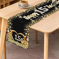 Happy Anniversary Table Runner, Happy 15th Anniversary Table Runner, 15th Wedding Anniversary Kitche