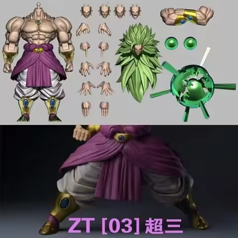Dragon Ball Super Saiyan ZT Broly Ancient Warrior Green Action Figure02B 03B Battle Damaged Edition 