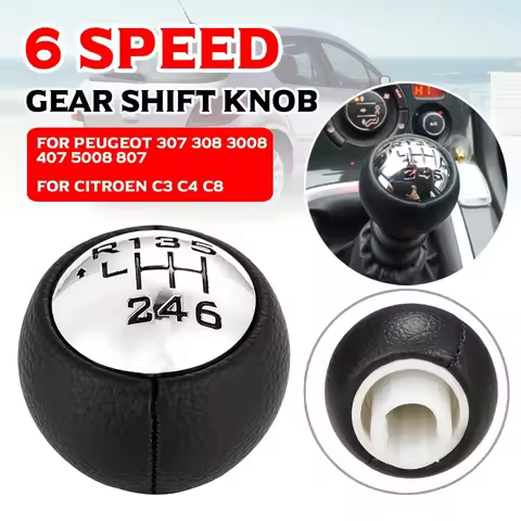 6 Speed Manual Car Gear Stick Shift Knob Head For Peugeot 307 308 3008 407 5008 807 PARTNER B9 TEPEE