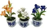 3pc Miniature Clay Flower Dollhouse Fairy Garden Mini Plant Trees Ceramic Paint Furniture Bundles Ar