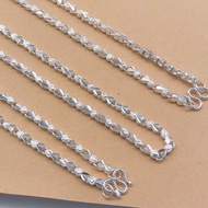 Lao Fengxiang 990 Sterling Silver Necklace 990 Sterling Silver Love Bow Knot Phoenix Tail Double Lay