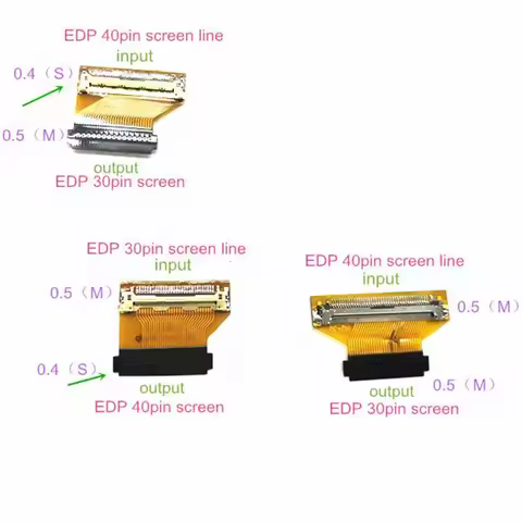 laptop laneso～1/ 2 lanes LED screen HQ S40 30 edp 0.4mm 0.5mm 30pin to 40pin 40 to 30 pin converter 