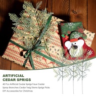 40 Pcs Artificial Cedar Sprigs Faux Cedar  Branches Cedar  Stems Sprigs Picks DIY Accessories for Ch