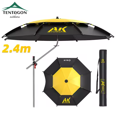 2.0-2.4M Double-Layer Fold Parasol Fishing Umbrella Outdoor Camping Umbrella for Beach Garden Paraso