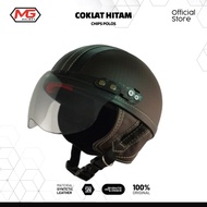 HELM RETRO CHIPS ANAK 1 2 3 4 5 TAHUN SEPEDA EDUKASI LAKI LAKI PEREMPUAN CLASSIC KULIT SINTETIS PREMIUM MURAH LUCU POLOS WARNA COKLAT HITAM