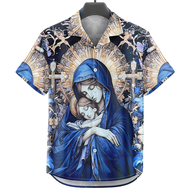 Kemeja Katun Mikro Oversize Motif Retro BUNDA MARIA Desain Eksklusif 746