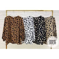 BAJU BLOUSE LEOPARD PLUS SIZE (50'). Women Blouse Big Size