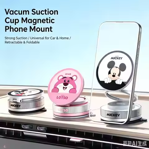 Genuine Disney Magnetic Car Phone Holder Mickey Lotso New Vacuum Adsorption Car Navigation Special S