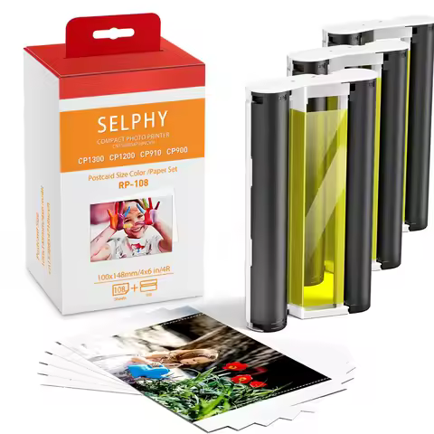 6 Inch Compatible Canon Selphy CP1300 CP1200 CP1000 CP910 Ink Cassette for Selphy CP1300 Color Photo
