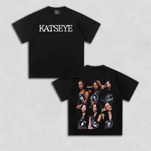 Korean Kpop Girl Group Katseye Graphic T-shirt Men Women Oversized Y2k High Quality Cotton Loose Har
