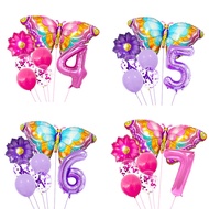 7pcs/set Butterfly Aluminum Foil Balloon Set 32inch Number Birthday Party Decoration Sunflower Sequi