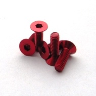 Red Anodised Flat Head M3 7075 Aluminium Screw 10pcs