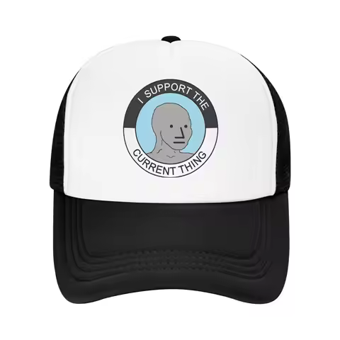 I Support current Thing Wojak Meme Mesh Baseball Caps Adult Trucker Cap Hat Adjustable Snapback Caps