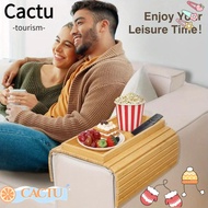 CACTUS Couch Arm Tray, Space-Saving Foldable Couch Arm Table, Portable Anti-Slip Wooden Couch Cup Ho