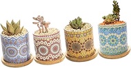 4pcs Ceramic Pots ceramic flower jug potting soil for indoor plants Planter Pots floral ceramic vase Planter Containers for Flowers Ceramic Flower Pot Bamboo decorate potted plant