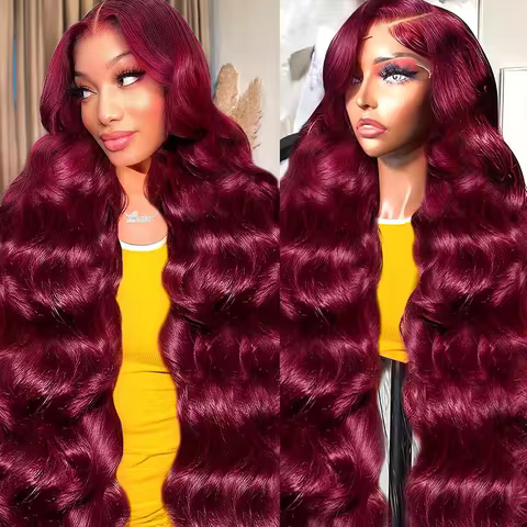 Hot Sale 30 Inch 99J Burgundy Lace Front Wigs Human Hair 13x6 HD Transparent Body Wave Lace Front Hu