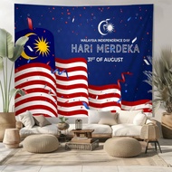 Hari Merdeka Malaysia Independence Day Festival Decoration Tapestry with Clip Fiber Printing Decorat