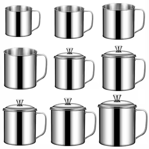 New 304 Stainless Steel Stainless Steel Cup With Lid Handle Design Travel Mug 200-1600ML Metal Coffe