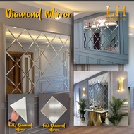 Set DIY Diamond Mirror Wainscoting Frame Gold / White Rumah Nampak Mewah Pasang Diamond Grand Mirror