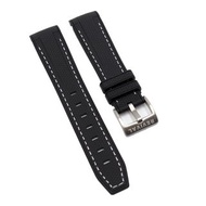 20mm 尼龍壓紋黑色彎頭優質橡膠錶帶 合適 Rolex, Omega 及 MoonSwatch, 5個線色