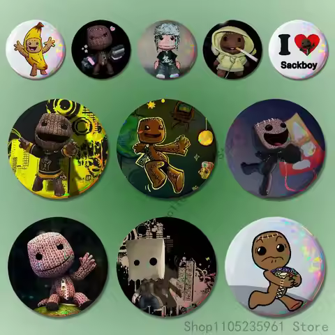 L-LBP S-Sackboy Custom Badges 75mm 44mm 25mm Brooch Backpack Hat Pins Accessories Toys Valentine gif