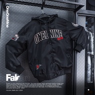 KSR ONEONENINE VARSITY FALCON BLACK - JAKET MOTOR SPORT PARASUT BORDIR