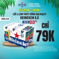 ABV 0.0% - Lốc 6 lon Thức uống đại mạch Heineken 0.0 250ml/lon
