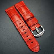 22mm 紅色鱷魚紋牛皮錶帶  適合Panerai