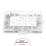 CYMX 120pcs Rivets Assortment Kit​, 6 Sizes Aluminum Alloy Blind Rivets Set​, Bulb Style​ Black​ Dom