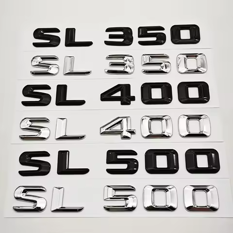 3D ABS Car Letters Badge Sticker Rear Trunk Logo SL350 SL400 SL500 Emblem For Mercedes Benz SL350 SL