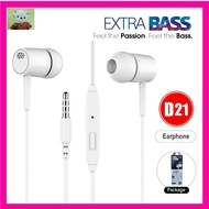 Earphone / D21 Sports Bass Hi-Fi Audio Powerful Bass Blast Earphones