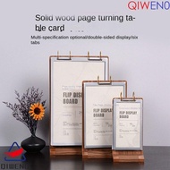 QIWEN Ads Display Stand, Multi page Wooden Holder Menu Card Holder, Multipurpose Label Holder Aon-sl