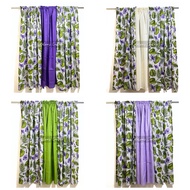 Catalina' 3 in 1 Suksukan Purple Violet Jeremie Printed Curtain 60" each width (4ft, 6ft, and 7ft)