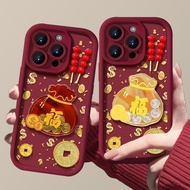3D Gold Coin Lucky Money Bag Casing For OPPO A15 A15S A57 2022 A17 A78 A3 PRO A36 A96 A76 Realme C35