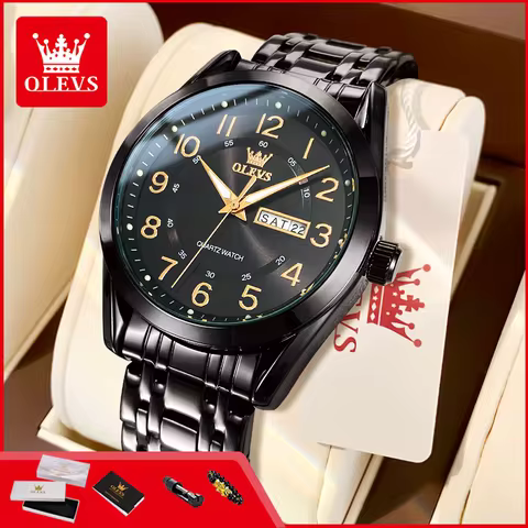 OLEVS 3666 Original Men's Quartz Wristwatches Auto Date Week Digital Dial Waterproof Luminous Busine