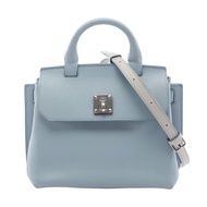 【二手】 MCM手提包，淺藍色皮革，兩用單肩包，女士，二手 A