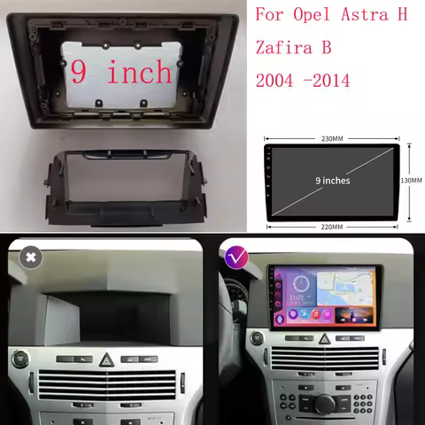 2 Din Car Audio Radio Fascia Frame Adapter For Opel Astra H Zafira B 2004 - 2014 9 INCH Big Screen D