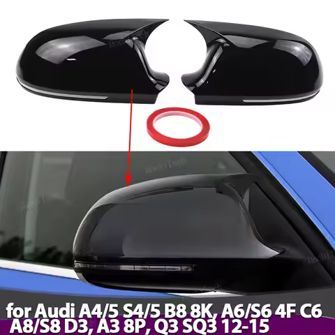 1 pair Side Trim Horn Style Rearview Mirror Caps add-on for Audi A4 S4 A5 S5 B8 8K A6 S6 4F C6, A8 S