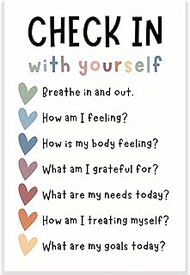 Check In With Yourself Classroom Poster - Positive Inspiring - Mental Health Check In - Therapist Co