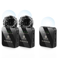 Good quality PULUZ 2 TX + 1 RX Wireless Lavalier Microphone (Black)
