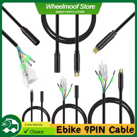 9 Pin Electric Bike Motor Cable, Wheel Motor Extension Cable for E Bike - Female to Male Wire, Elect