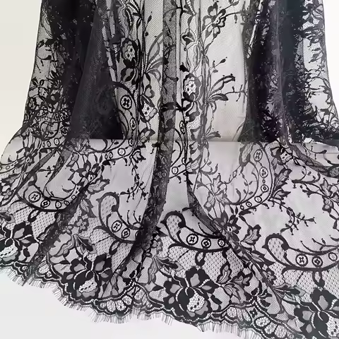 150cm Black eyelash fabric, lace fabric clothing, skirt dress trim fabric