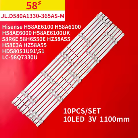 New LED Backlight Strip 10 Leds for Hisense H58AE6100 H58A6100 H58AE6000 H58AE6100UK 58R6E 58H6550E 