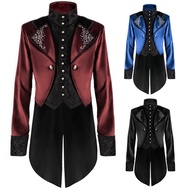 Men Victorian Medieval Coat Punk Tuxedo Halloween Cosplay Costume Tailcoat Gothic Steampunk Trench F